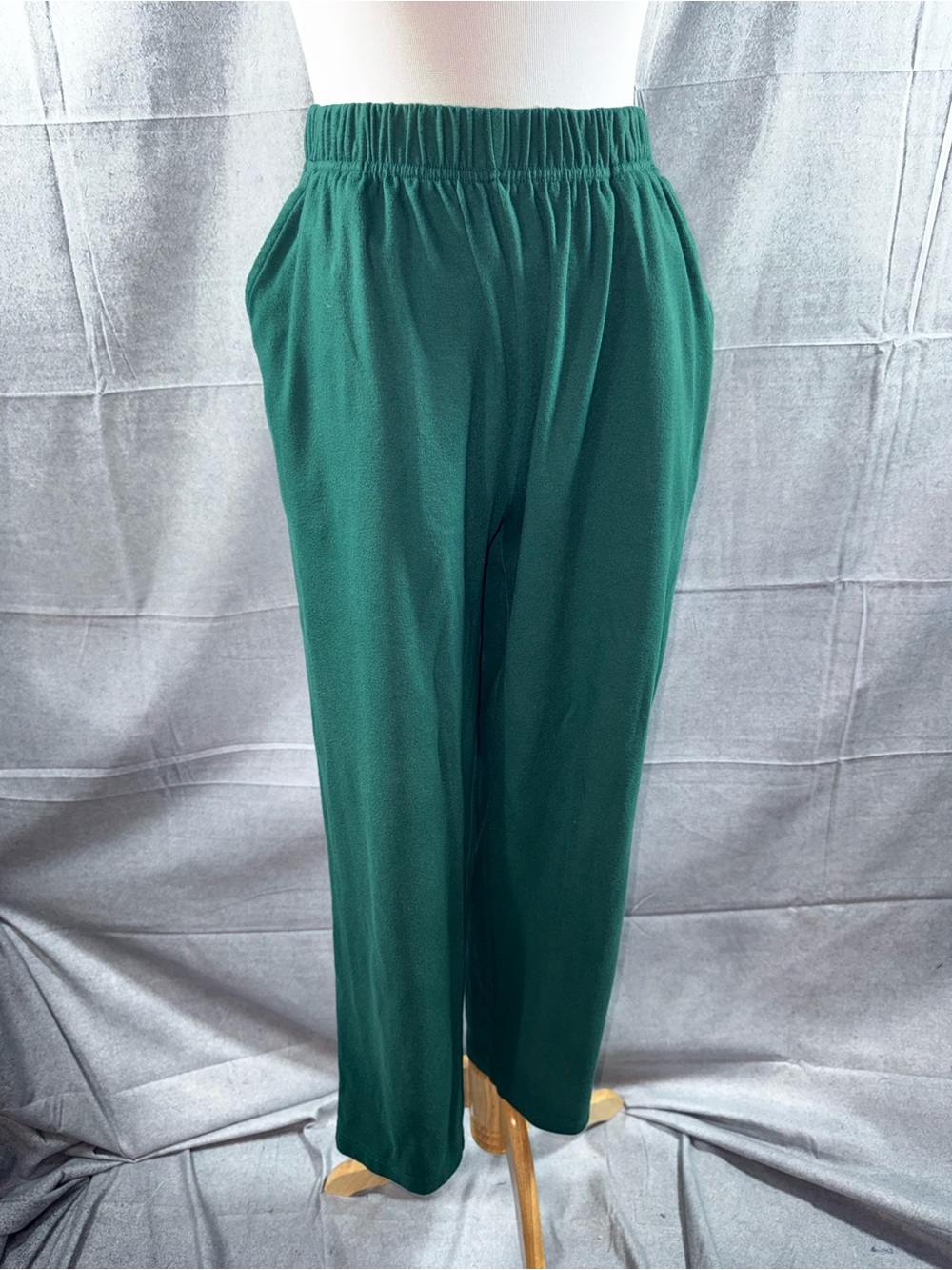 2838-Woman Within Forest Green Elastic Waist Pull-On Pants